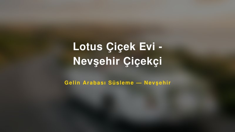Lotus Çiçek Evi - Nevşehir Çiçekçi Gelin Arabası Süsleme Fiyatları — 1